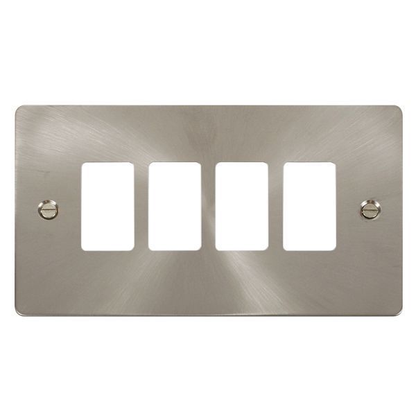 Click FPBS20404 GridPro Brushed Steel 4 Gang Define Front Plate
