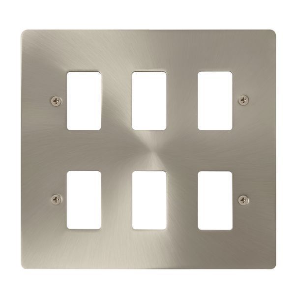 Click FPBS20506 GridPro Brushed Steel 6 Gang Define Front Plate