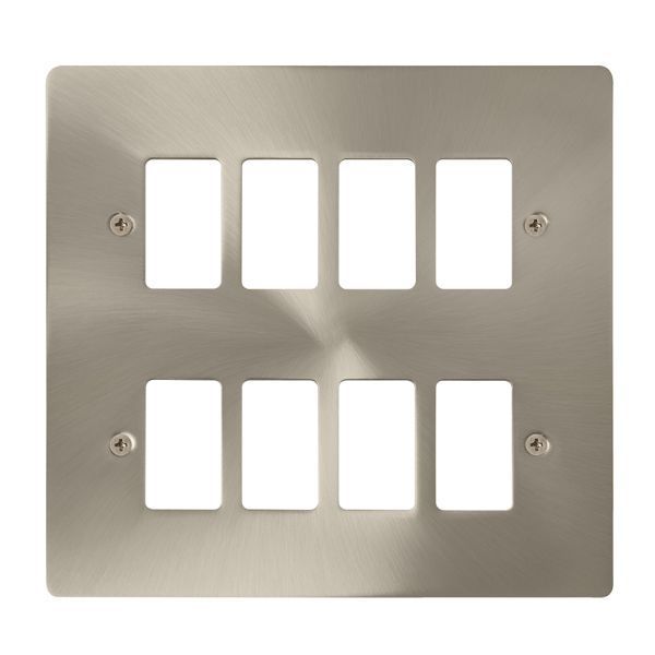 Click FPBS20508 GridPro Brushed Steel 8 Gang Define Front Plate