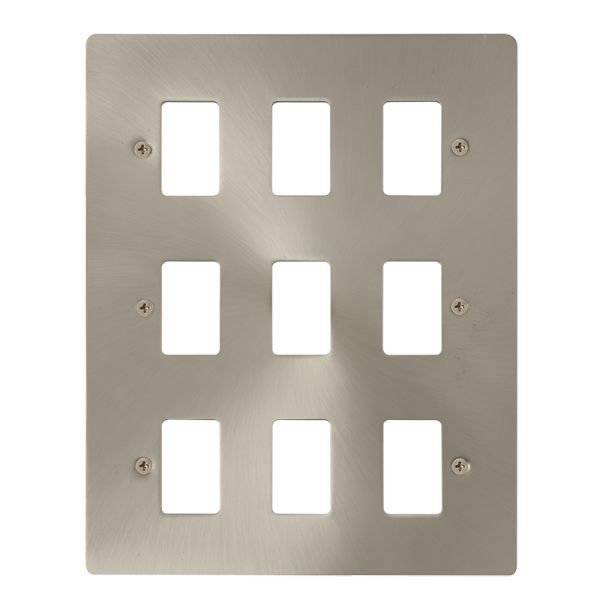 Click FPBS20509 GridPro Brushed Steel 9 Gang Define Front Plate
