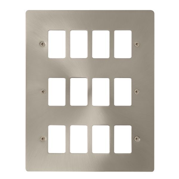 Click FPBS20512 GridPro Brushed Steel 12 Gang Define Front Plate