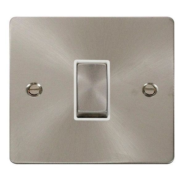 Click FPBS425WH Define Brushed Steel Ingot 1 Gang 10AX Intermediate Plate Switch - White Insert