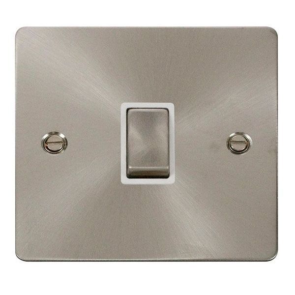 Click FPBS722WH Define Brushed Steel Ingot 20A 2 Pole Plate Switch - White Insert