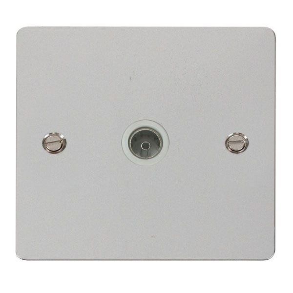 Click FPCH065WH Define Polished Chrome 1 Gang Non-Isolated Coaxial Outlet - White Insert
