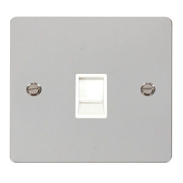 Click FPCH115WH Define Polished Chrome 1 Gang RJ11 Irish-US Outlet - White Insert