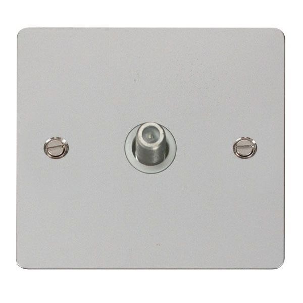 Click FPCH156WH Define Polished Chrome Non-Isolated 1 Gang Satellite Outlet - White Insert