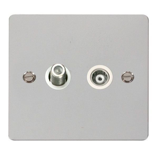 Click FPCH157WH Define Polished Chrome Isolated Satellite and Isolated Coaxial Outlet - White Insert
