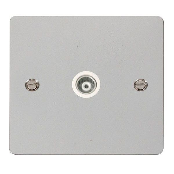 Click FPCH158WH Define Polished Chrome 1 Gang Isolated Coaxial Outlet - White Insert
