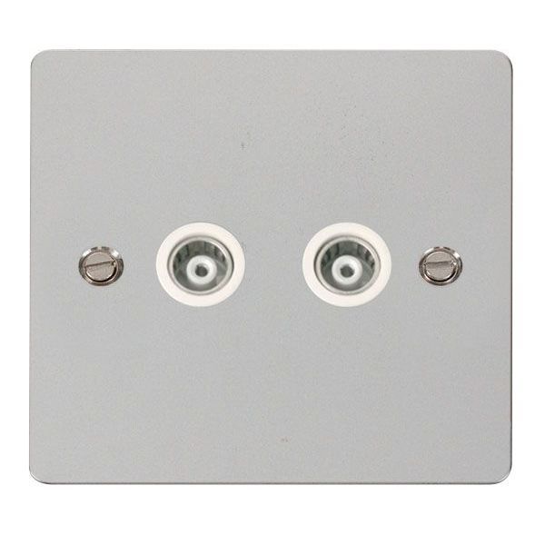 Click FPCH159WH Define Polished Chrome 2 Gang Isolated Coaxial Outlet - White Insert