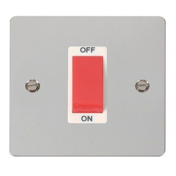 Click FPCH200WH Define Polished Chrome 1 Gang 45A 2 Pole Plate Switch - White Insert