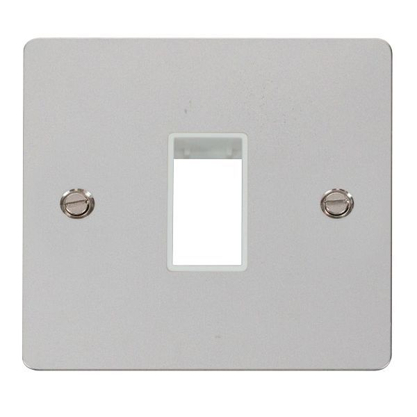 Click FPCH401WH MiniGrid Polished Chrome 1 Gang 1 Aperture Define Unfurnished Front Plate - White Insert