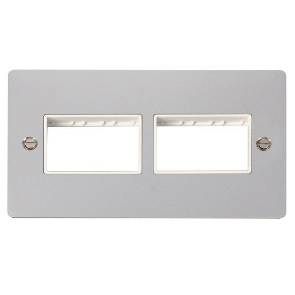 Click FPCH406WH MiniGrid Polished Chrome 2 Gang 2x3 Aperture Define Unfurnished Front Plate - White Insert