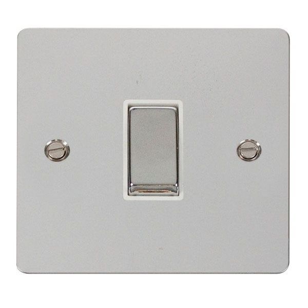Click FPCH411WH Define Polished Chrome Ingot 1 Gang 10AX 2 Way Plate Switch - White Insert