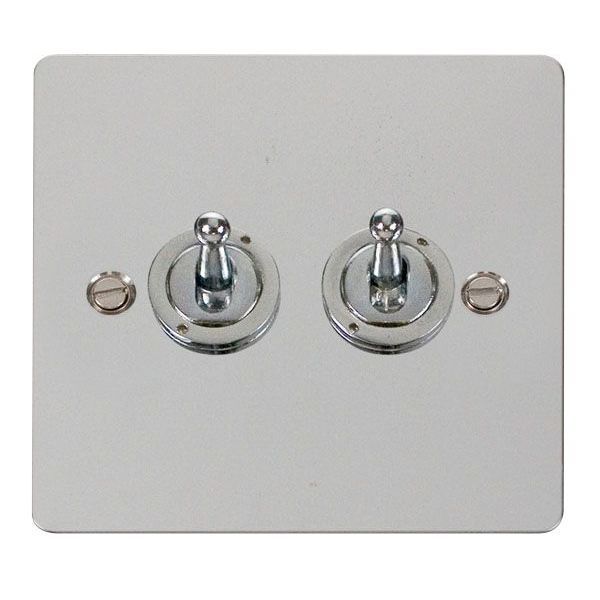 Click FPCH422 Define Polished Chrome 2 Gang 10AX 2 Way Toggle Plate Switch