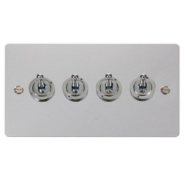 Click FPCH424 Define Polished Chrome 4 Gang 10AX 2 Way Toggle Plate Switch