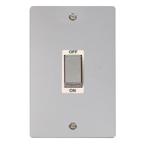 Click FPCH502WH Define Polished Chrome Ingot 2 Gang 45A Vertical 2 Pole Plate Switch - White Insert