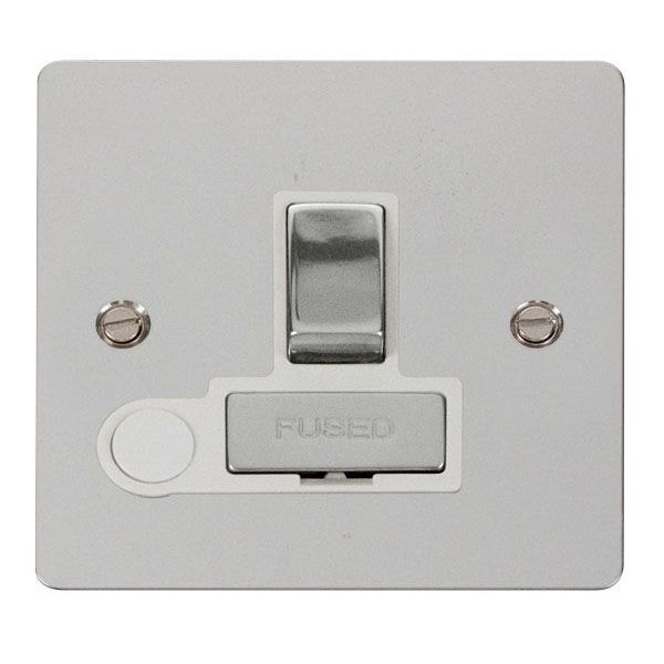 Click FPCH551WH Define Polished Chrome Ingot 13A Optional Flex Outle 2 Pole Switched Fused Spur Unit t - White Insert