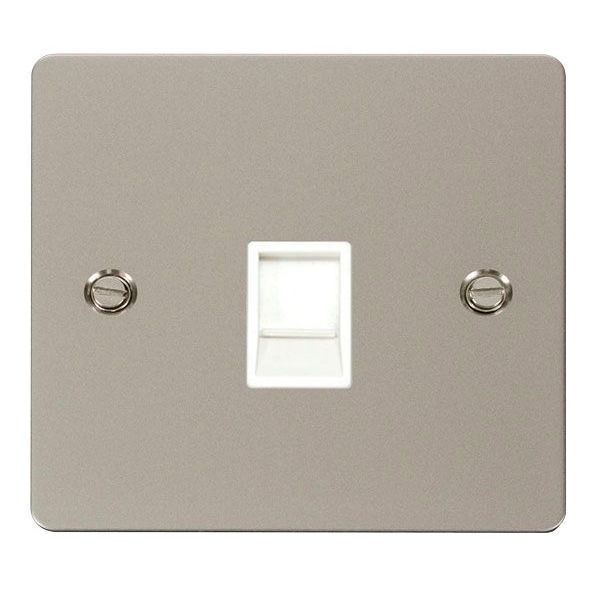 Click FPPN115WH Define Pearl Nickel 1 Gang RJ11 Irish-US Outlet - White Insert