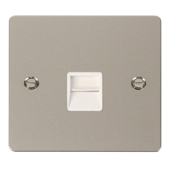 Click FPPN125WH Define Pearl Nickel 1 Gang Secondary Telephone Outlet - White Insert