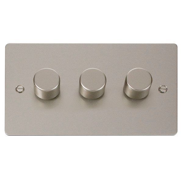 Click FPPN153 Define Pearl Nickel 3 Gang 400Va 2 Way Dimmer Switch 