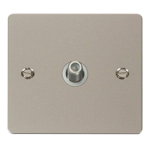 Click FPPN156WH Define Pearl Nickel Non-Isolated 1 Gang Satellite Outlet - White Insert