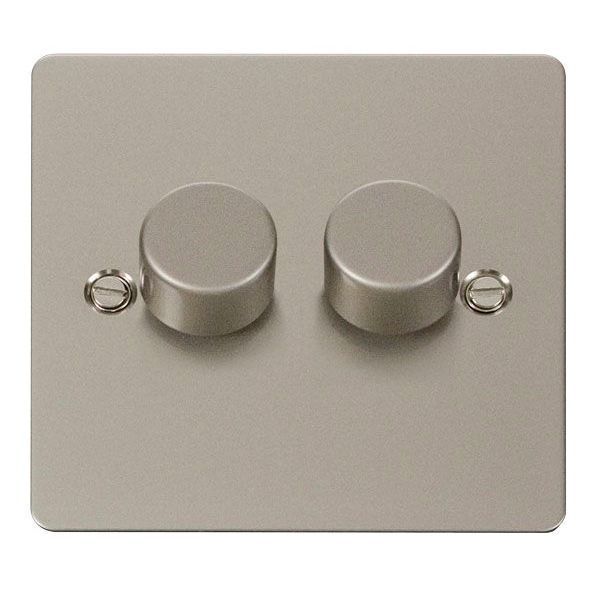 Click FPPN162 Define Pearl Nickel 2 Gang 100W 2 Way Dimmer Switch 