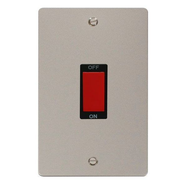 Click FPPN202BK Define Pearl Nickel 2 Gang 45A Vertical 2 Pole Plate Switch - Black Insert