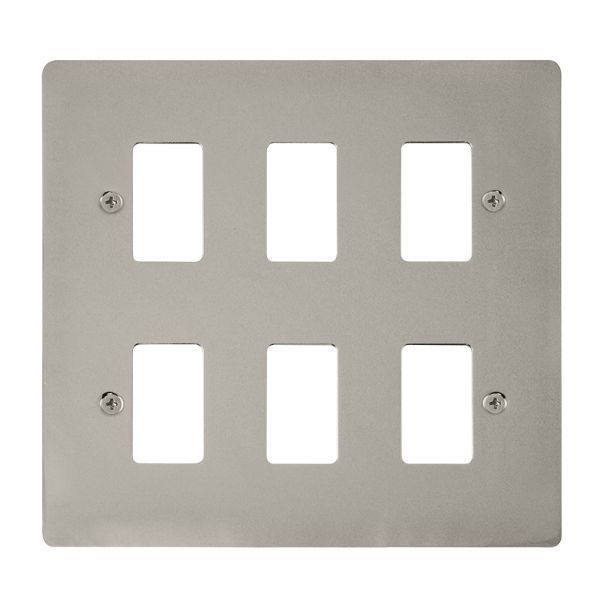 Click FPPN20506 GridPro Pearl Nickel 6 Gang Define Front Plate