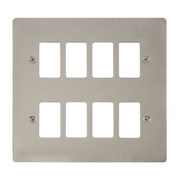 Click FPPN20508 GridPro Pearl Nickel 8 Gang Define Front Plate
