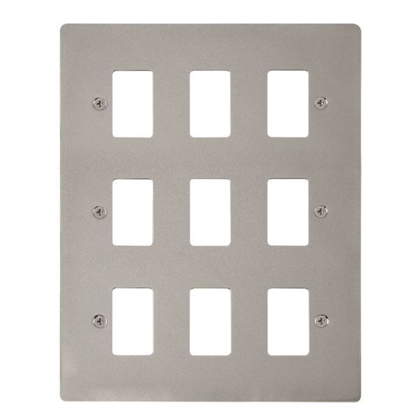 Click FPPN20509 GridPro Pearl Nickel 9 Gang Define Front Plate