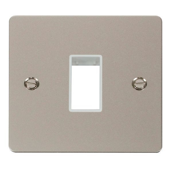 Click FPPN401WH MiniGrid Pearl Nickel 1 Gang 1 Aperture Define Unfurnished Front Plate - White Insert