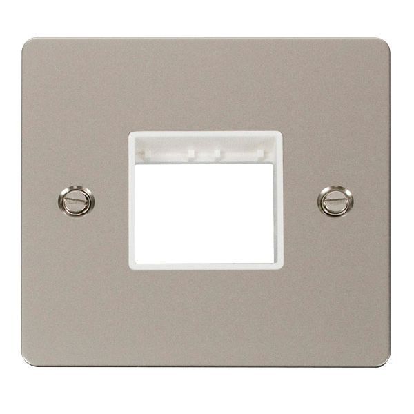 Click FPPN402WH MiniGrid Pearl Nickel 1 Gang 2 Aperture Define Unfurnished Front Plate - White Insert