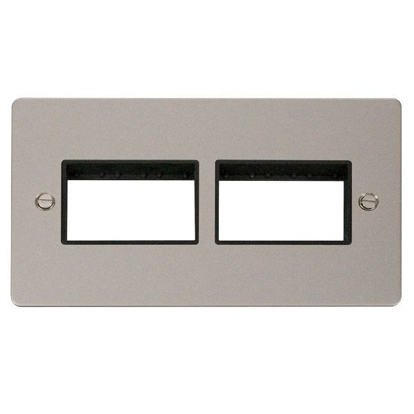 Click FPPN406BK MiniGrid Pearl Nickel 2 Gang 2x3 Aperture Define Unfurnished Front Plate - Black Insert