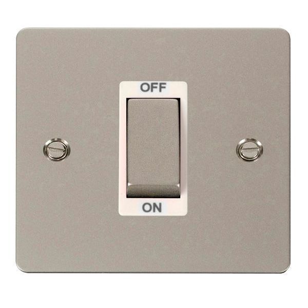 Click FPPN500WH Define Pearl Nickel Ingot 1 Gang 45A 2 Pole Plate Switch - White Insert