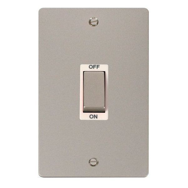 Click FPPN502WH Define Pearl Nickel Ingot 2 Gang 45A Vertical 2 Pole Plate Switch - White Insert