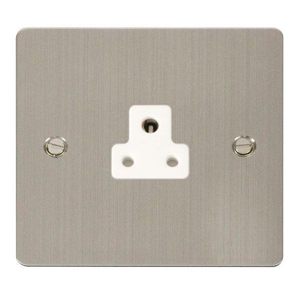 Click FPSS039WH Define Stainless Steel 2A Round Pin Socket Outlet - White Insert