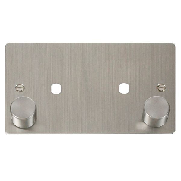 Click FPSS186 MiniGrid Stainless Steel 1 Gang 1630W Max 2 Aperture Define Unfurnished Dimmer Plate and Knob