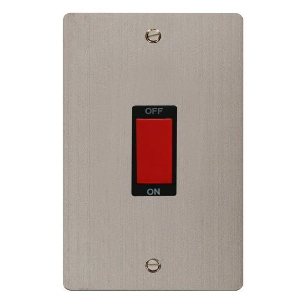 Click FPSS202BK Define Stainless Steel 2 Gang 45A Vertical 2 Pole Plate Switch - Black Insert
