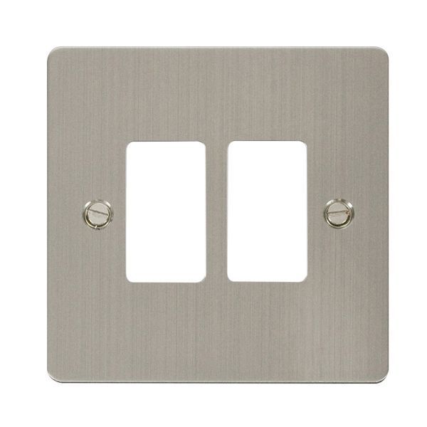 Click FPSS20402 GridPro Stainless Steel 2 Gang Define Front Plate