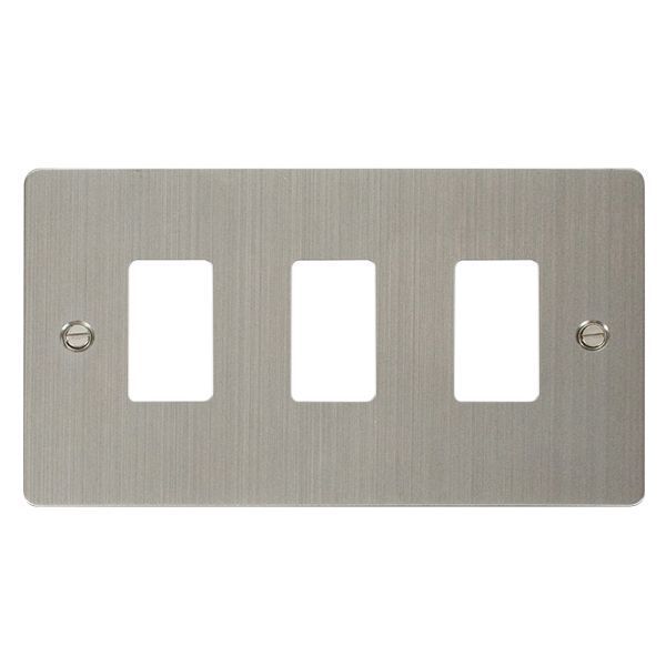 Click FPSS20403 GridPro Stainless Steel 3 Gang Define Front Plate