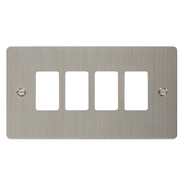 Click FPSS20404 GridPro Stainless Steel 4 Gang Define Front Plate
