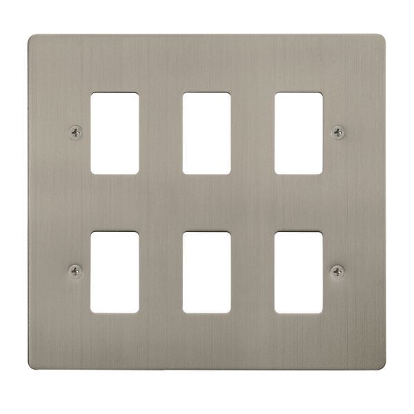 Click FPSS20506 GridPro Stainless Steel 6 Gang Define Front Plate