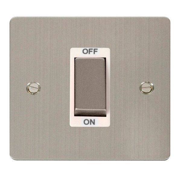 Click FPSS500WH Define Stainless Steel Ingot 1 Gang 45A 2 Pole Plate Switch - White Insert