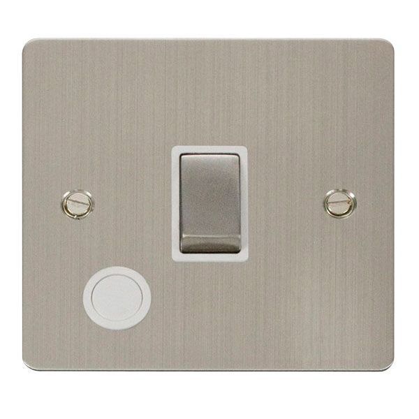 Click FPSS522WH Define Stainless Steel Ingot 20A 2 Pole Optional Flex Outlet Plate Switch - White Insert