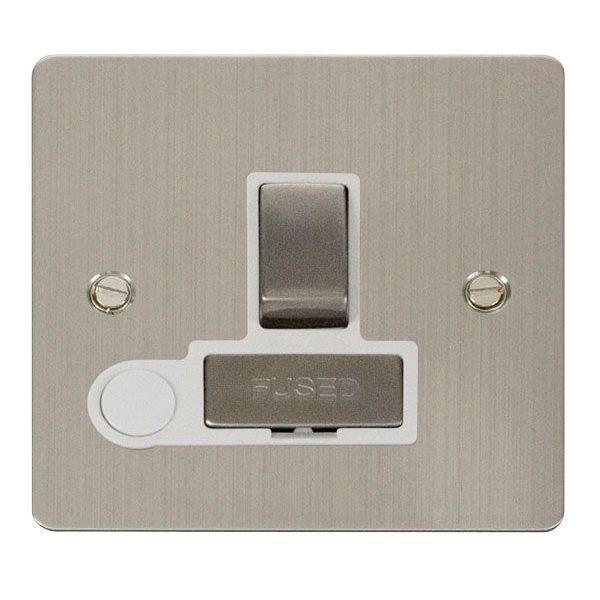 Click FPSS551WH Define Stainless Steel Ingot 13A 2 Pole Optional Flex Outlet Switched Fused Spur Unit - White Insert