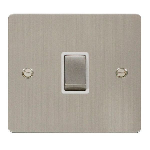 Click FPSS722WH Define Stainless Steel Ingot 20A 2 Pole Plate Switch - White Insert
