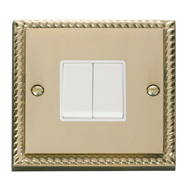 Click GCBR012WH Deco Georgian Style 2 Gang 10AX 2 Way Plate Switch - White Insert