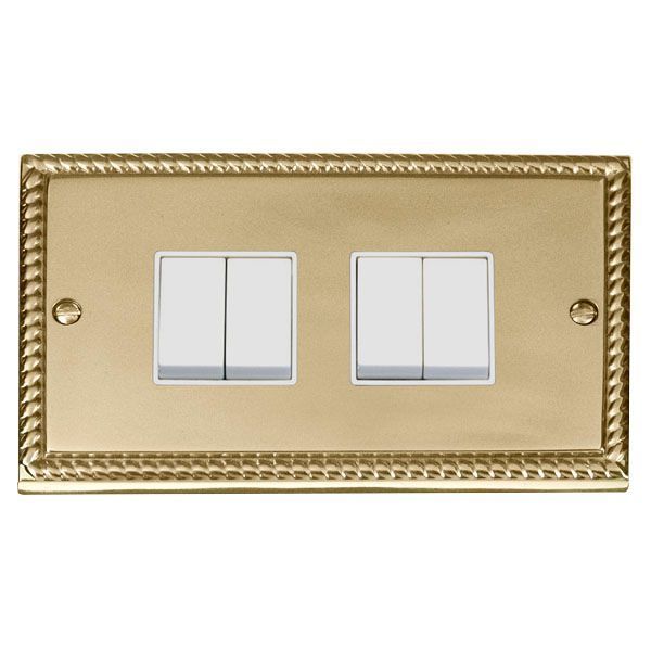 Click GCBR014WH Deco Georgian Style 4 Gang 10AX 2 Way Plate Switch - White Insert
