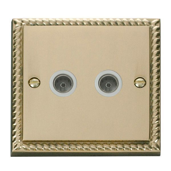 Click GCBR066WH Deco Georgian Style 2 Gang Non-Isolated Co-Axial Socket - White Insert