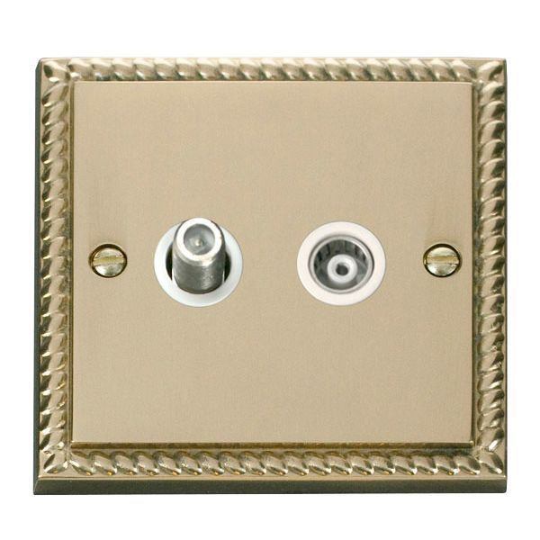 Click GCBR157WH Deco Georgian Style Isolated Co-Axial and Satellite Socket - White Insert